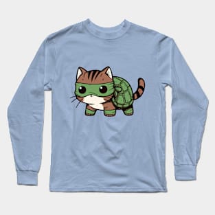 cute cat dressed as a turtle Long Sleeve T-Shirt